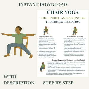 Yoga en silla de 7 días (imprimible con instrucciones paso a paso) / Yoga sentado diario para personas mayores y principiantes / Guía de ejercicios fáciles en silla (PDF)
