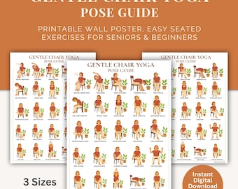 Gids voor yogahoudingen voor zachte stoelen – afdrukbare muurposter | Makkelijk zittende oefeningen voor senioren en beginners | Home Wellness Decor pdf