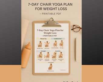 Plan de yoga en silla de días para bajar de peso, que incluye