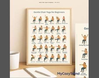 Ultimate Chair Yoga Poster Bundle for Seniors & Groups – 30 Seated Poses + Wellness Trackers, Printable Wall Art (PDF + PNG)