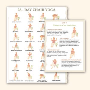 Stuhl Yoga für Senioren Printable | Sanfte Sitzübungen für Beweglichkeit & Flexibilität | Anfänger-freundliche tägliche Stretch-Routine PDF