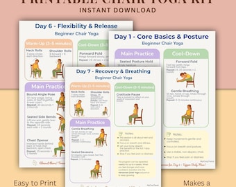 Beginner Chair Yoga Program • Gentle 7-Day Routine for Seniors & Beginners • Printable Wellness Exercise Guide PDF • Holiday Gift Idea