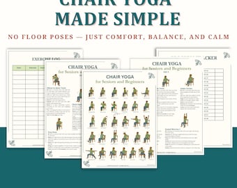 Chair Yoga for Seniors & Beginners Printable PDF, Gentle Seated Yoga Poses for Strength, Flexibility, Instant Download, Wellness Gift Idea