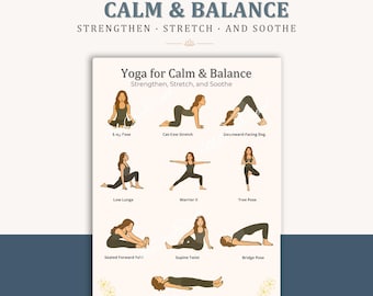 Yoga Flow für Anfänger PDF | 10 sanfte Posen für das Üben zu Hause | Druckbare Yoga Serie + Tracker | Sofort Download