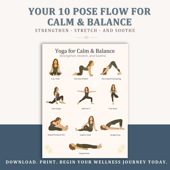 Beginner Yoga Flow PDF | 10 Gentle Poses for Home Practice | Printable Yoga Sequence + Tracker | Instant Download