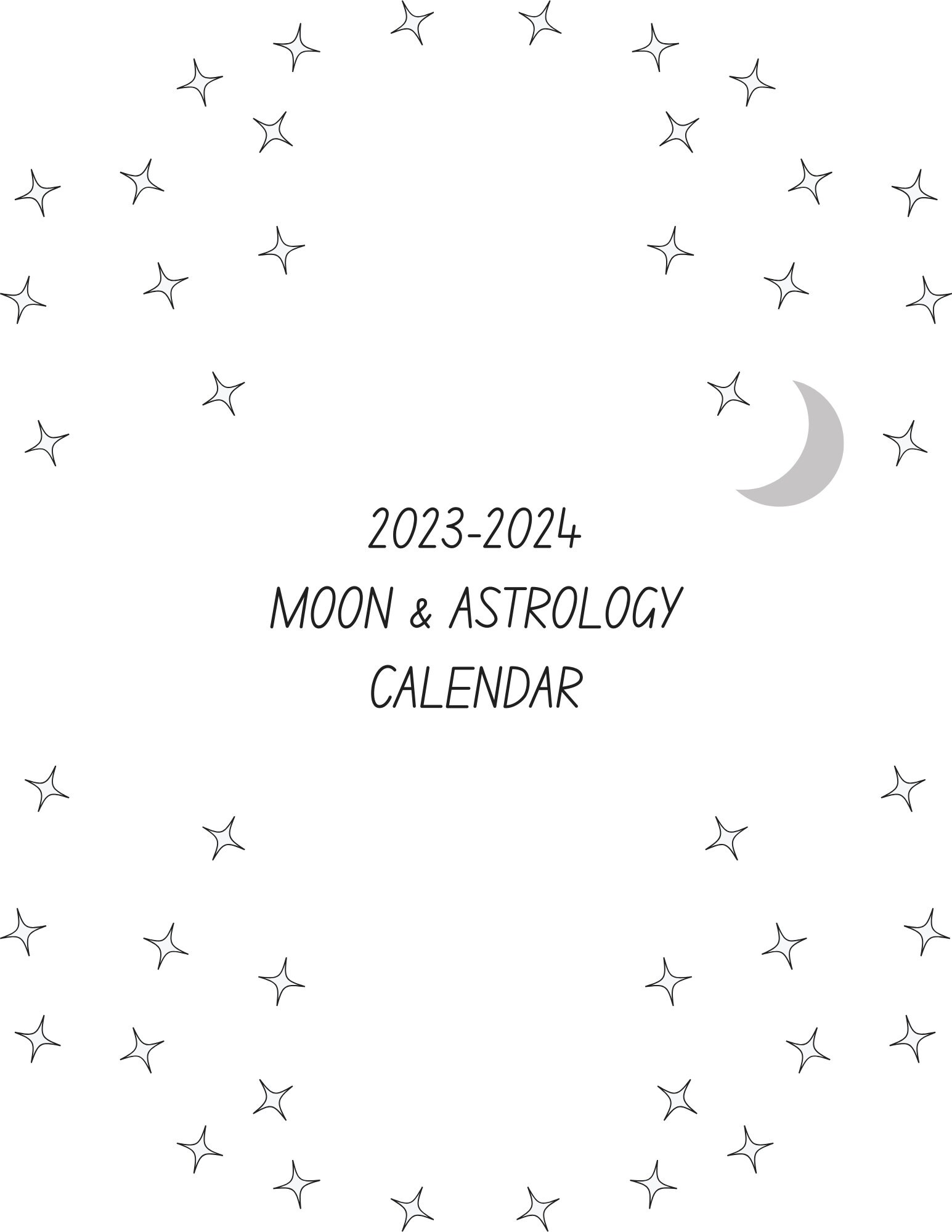 Printable Moon Astrology Calendar 20232024 Lunar Phases Etsy