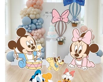 Cute Mouse Friends Cutouts | 7 PNG Images | Gender Reveal, Baby Shower & First Birthday Decor | Digital Download