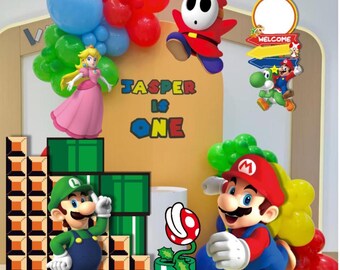 Super Mario Party Characters Cutout, Video Game Birthday Backdrop Supplies (Digital Download)