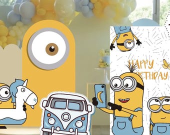 Minion Party Cutouts, Yellow Cartoon PNG, Birthday Party Decorations, Instant Download