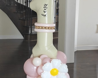 DIY Number Balloon Tower Kit | Customizable Name, Daisy Decor
