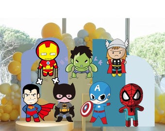 Superhero Cartoon PNG Cutouts | Birthday Party Decor (Digital Download)