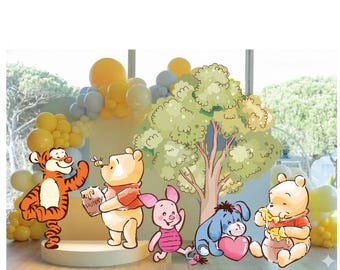 Honey Bear Woodland Birthday Party Cutouts – Storybook Theme Decorations (Digital Download)