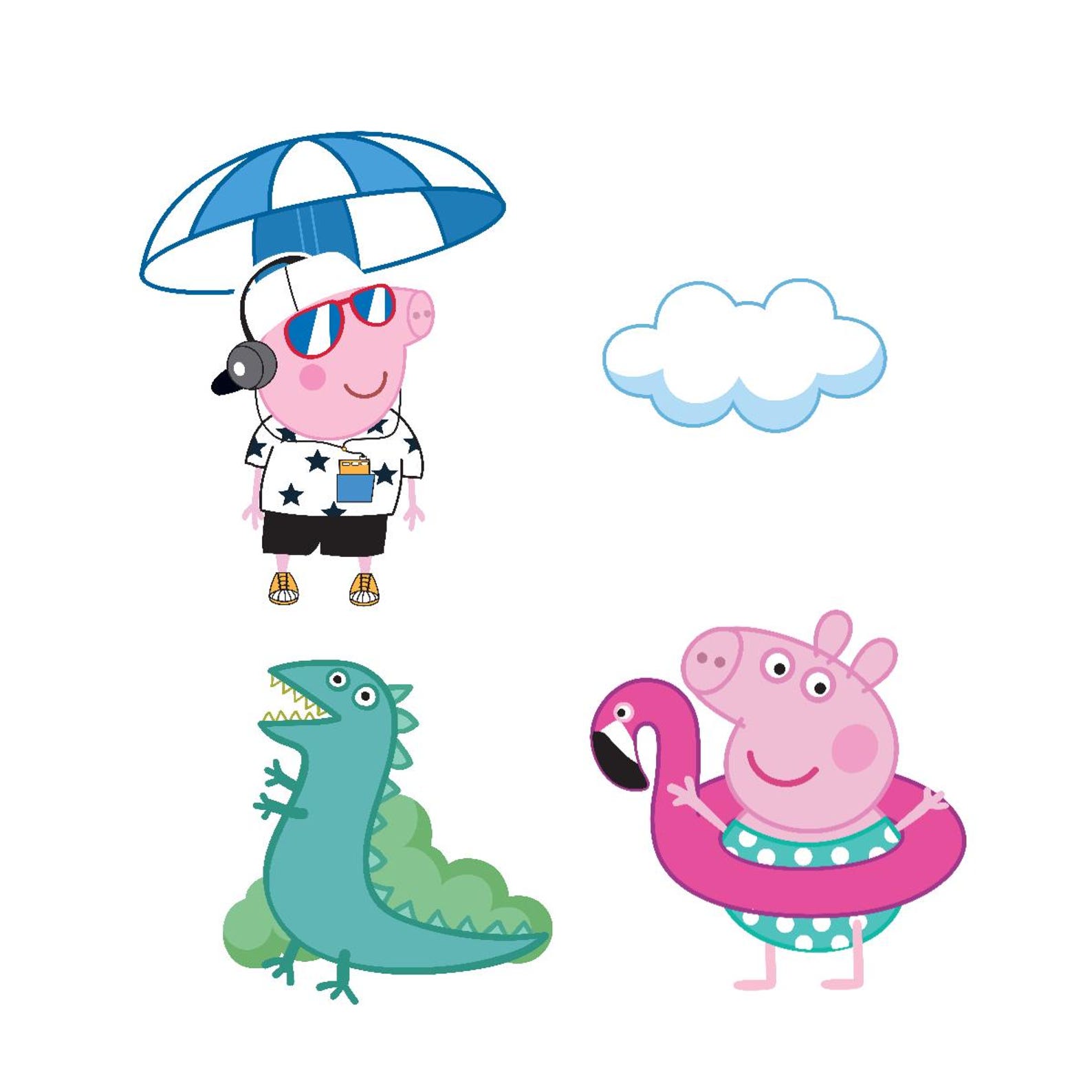 Color Pig Pool Cartoon Pig Pool Party Cutouts | Kids Birthday PNG Set (digital ...