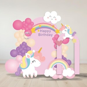Unicorn Rainbow Backdrop PNG Bundle, Girl Birthday Party Decor Cutouts (Digital Download)