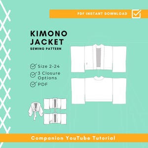 Paperless DIY Kimono Jacket Pattern - Easy To Sew With Just 1 Metre Of Fabric