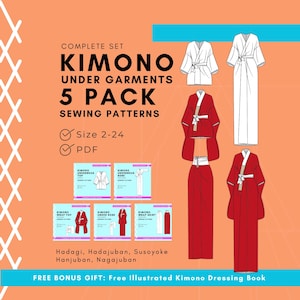 Patrón de costura para ropa interior de kimono (descarga en PDF) - Haz tu propia ropa interior de kimono - Hasta 55"