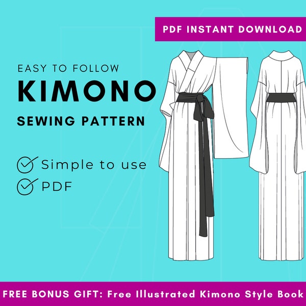 Motif kimono yukata DIY sans papier - Facile à coudre avec des tissus occidentaux