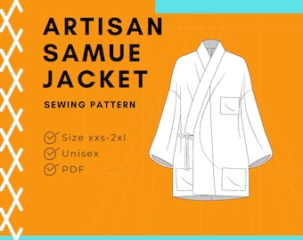 Samue Jacket Sewing Pattern: Unisex Japanese Chore Coat (PDF Pattern)