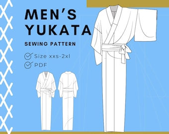 Mens Yukata Sewing Pattern: Easy Sew Kimono, Any Fabric (PDF Pattern)
