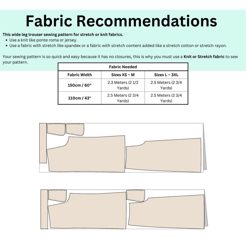 Wide Leg Pants Sewing Pattern PDF | Women's Wide Leg Trousers Sewing ...