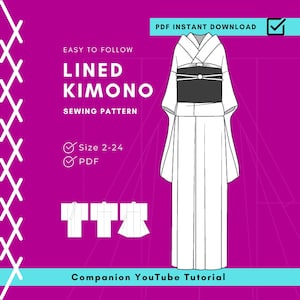 Paperless DIY Fully Lined Kimono Pattern - Easy to Sew with Western Fabrics