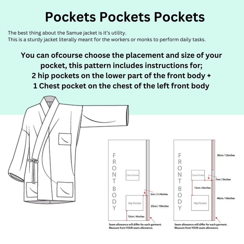 Samue Jacket Sewing Pattern: Unisex Japanese Chore Coat (PDF Pattern) image 11
