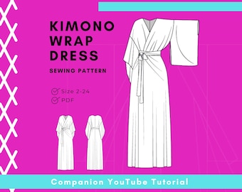 Kimono Wrap Dress Sewing Pattern: Beginner-Friendly (PDF Instant Download)