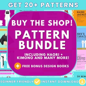 Whole Shop Bundle Sewing Patterns | Paperless DIY Kimono Yukata and Japanese Inspired Beginner Friendly | Womens Patterns | Mens Patterns