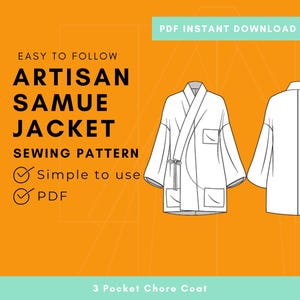 Samue Jacket Sewing Pattern: Unisex Japanese Chore Coat (PDF Pattern)