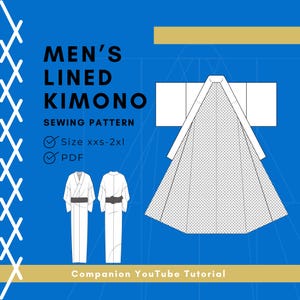 Herren Kimono Schnittmuster: Traditionelle gefütterte Robe (PDF-Muster)