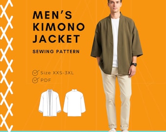 Men's Kimono Jacket Sewing Pattern | Japanese Style, XXS-3XL (PDF Pattern)