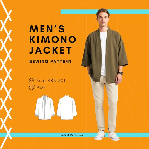 Men's Kimono Jacket Sewing Pattern | Japanese Style, XXS-3XL (PDF Pattern)