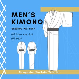 Patron de couture pour kimono homme - Modèle facile et sans papier (PDF)