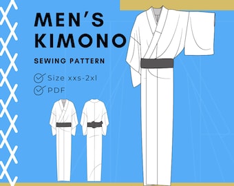 Men's Kimono Robe Sewing Pattern - Easy Paperless Design (PDF)