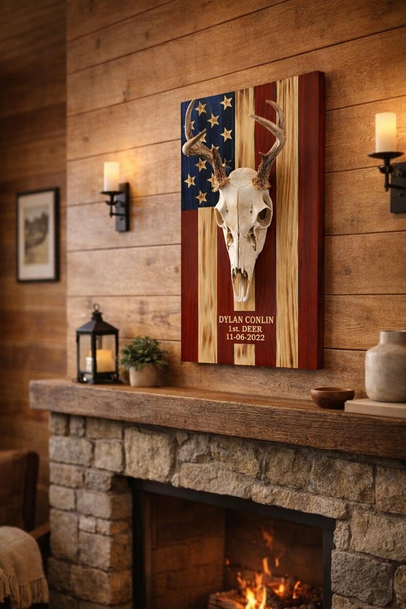 Deer Skull Mount Display, Sportsman Trophy Wall Art, Taxidermy Wall ...