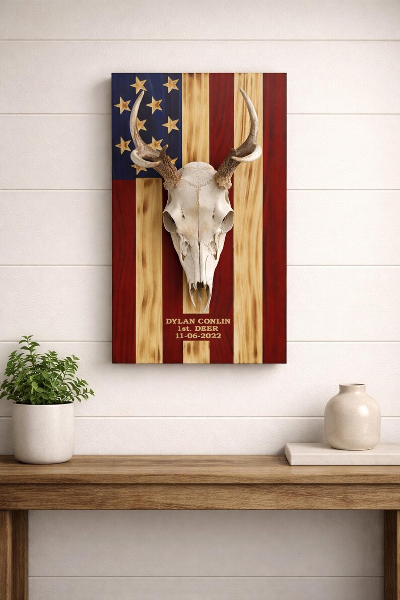 Deer Skull Mount Display, Sportsman Trophy Wall Art, Taxidermy Wall ...