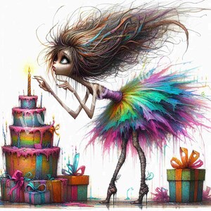 Quirky Birthday Cake Clip Art 10 High-Quality JPGs  Autumn Digital Craft Junk Journaling, Scrapbooking Card Making  Fantasy Whimsical