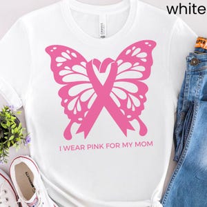 Custom Breast Cancer Awareness Shirt, I Wear Pink For Her Comfort Colors®, Pink Ribbon Floral Tee, Personalized Cancer Support Gift