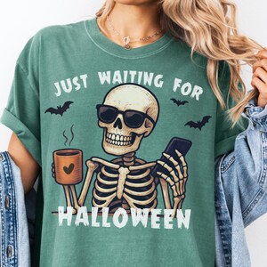 Retro Skeleton Pumpkin Comfort Colors Shirt: Spooky Fall Tee
