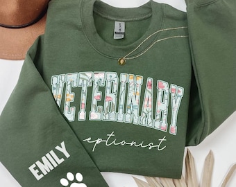 Sweat-shirt réceptionniste vétérinaire, cadeau vétérinaire, t-shirt cadeau technique vétérinaire, semaine technique vétérinaire, amoureux des animaux de compagnie, remise des diplômes d'un futur assistant vétérinaire