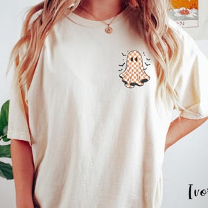 Checkered Ghost Halloween Distressed Shirt, Сute Little Ghost -shirt, Boo Ghost Shirt, Ghost Halloween Shirt, Halloween Shirt