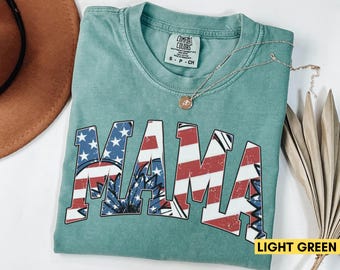 American Mama T-Shirt: Retro USA Comfort Colors Tee