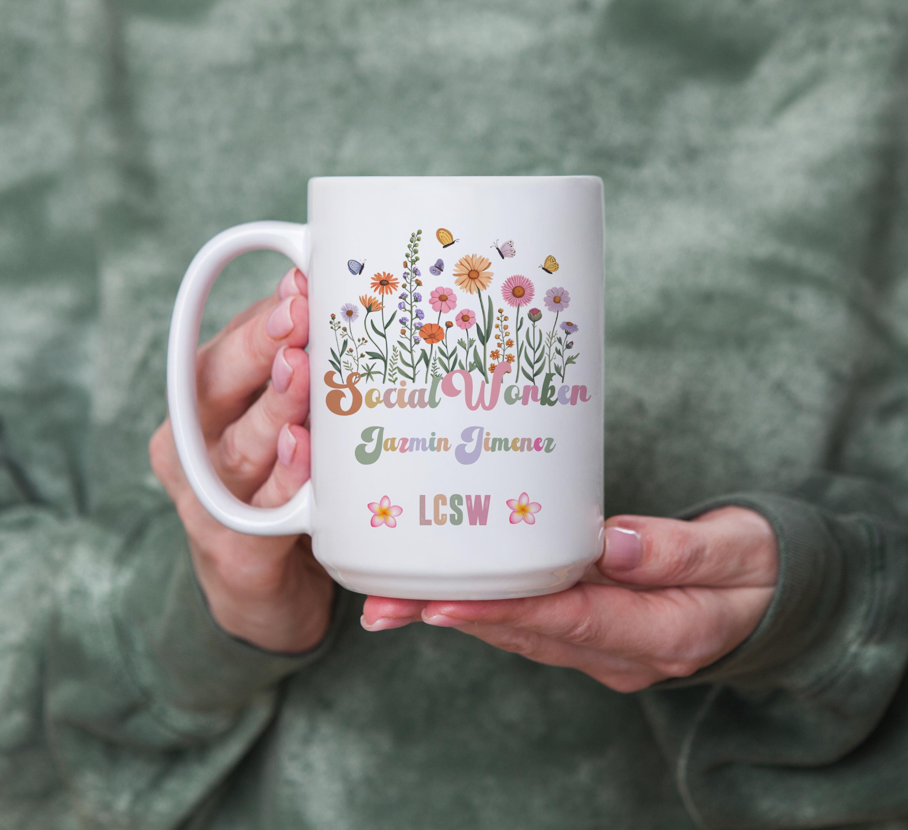 Sozialarbeiter-Becher 1,2 L – Edelstahl, Doppelwandig Isoliert, Mit Griff & Strohhalm, Personalisiertes Geschenk