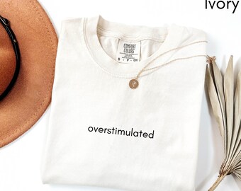 Camisa bordada con colores cómodos y sobreestimulante: camiseta divertida para introvertidos