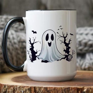 Spooky Ghost Coffee Mug: Retro Halloween Fall Decor