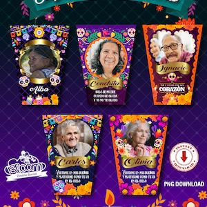Etiquetas de velas, dia dos mortos PNG personalizáveis e editáveis