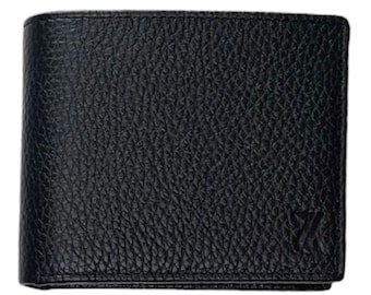 ZUNDOOZ Cyrus Designer masculino com duas dobras em couro e carteira de bolso para moedas preta