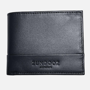 Cartera de cuero de tres pliegues para hombre ZUNDOOZ Ipswich con portadocumentos y bolsillo para monedas, color negro