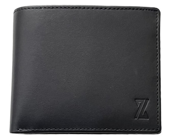 ZUNDOOZ Athena masculino designer clássico de couro cartões e notas carteira fina preta
