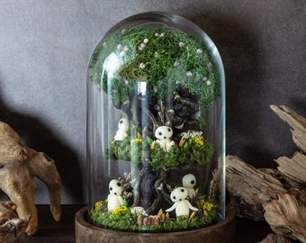 Terrarium Kodama à l'intérieur d'un dôme en verre V.3